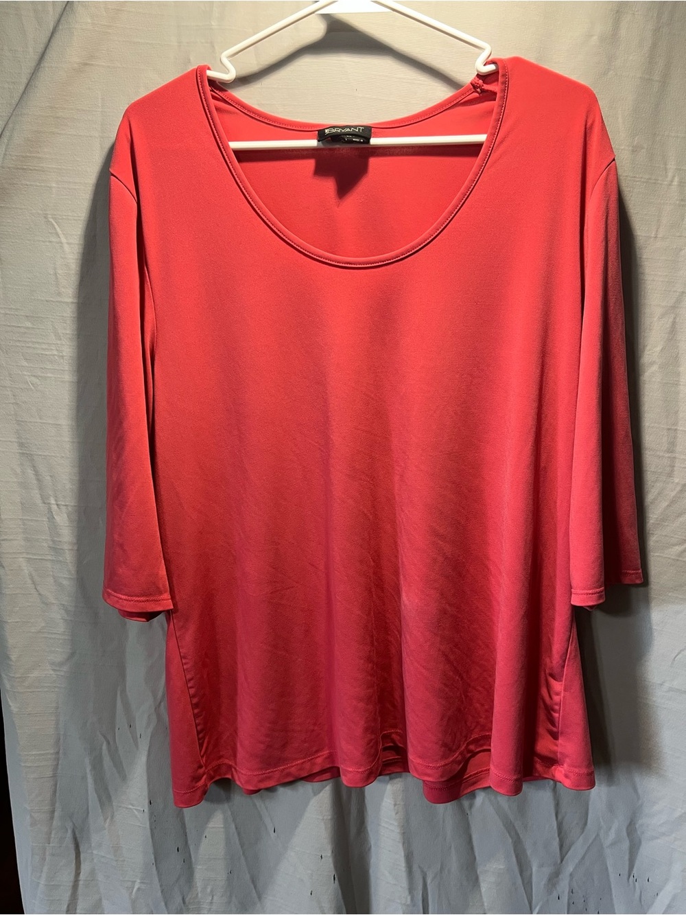 Lane Bryant Coral Scoop Neck Long Sleeve Tee